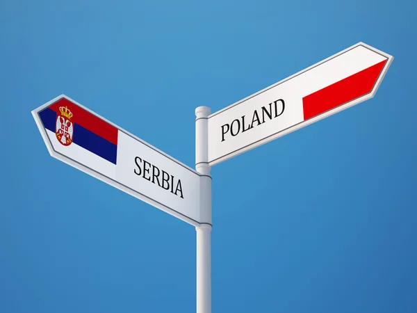 Polen en Servië teken vlaggen Concept — Stockfoto