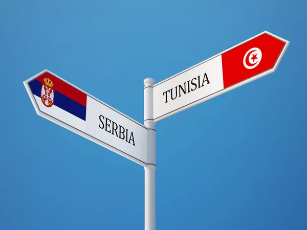 Tunus ve Sırbistan işaret bayrakları kavramı — Stok fotoğraf