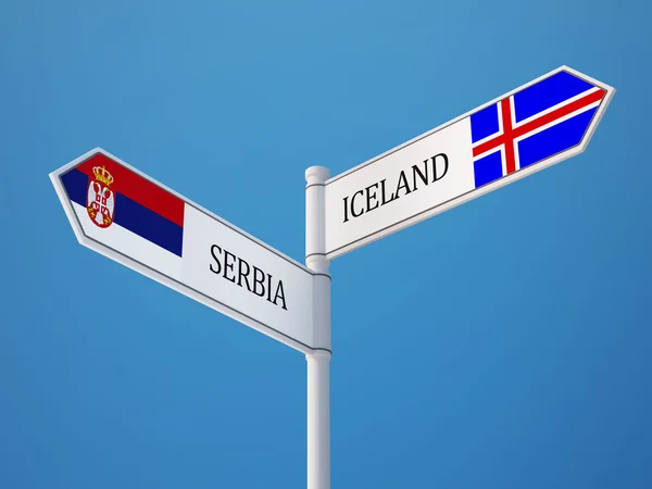 IJsland en Servië teken vlaggen Concept — Stockfoto