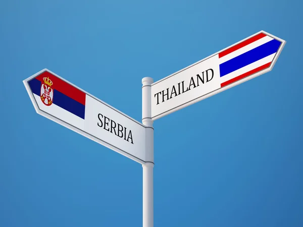 Tayland ve Sırbistan işaret bayrakları kavramı — Stok fotoğraf