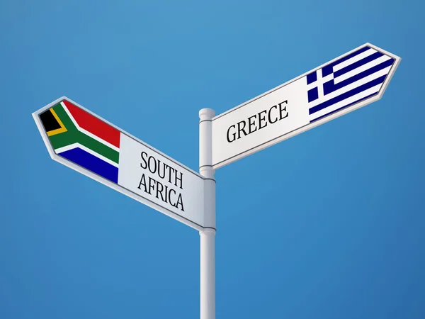 Sudáfrica Grecia Sign Flags Concept —  Fotos de Stock