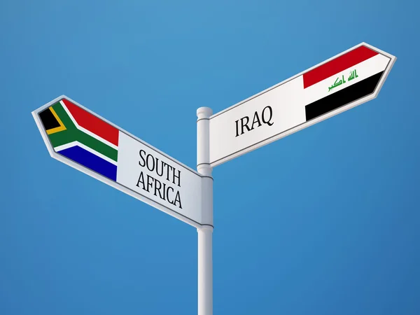 Dél-Afrika Irak bejelentkezési jelzők koncepció — Stock Fotó