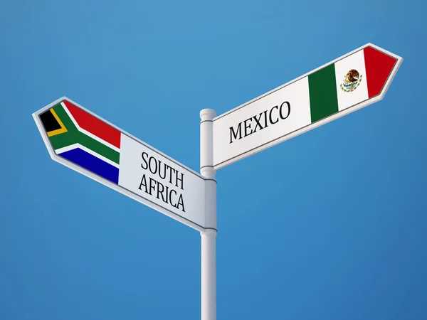 South Africa Mexico Sign Flags Concept — Stock Photo, Image