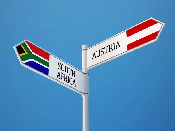 Zuid-Afrika Oostenrijk teken vlaggen Concept — Stockfoto