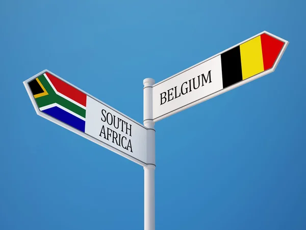 Zuid-Afrika België teken vlaggen Concept — Stockfoto