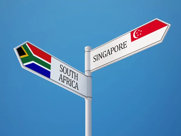 Singapore South Africa  Sign Flags Concept — Stock Photo, Image