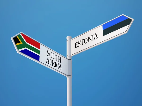 Estland Sydafrika undertecknar flaggor koncept — Stockfoto