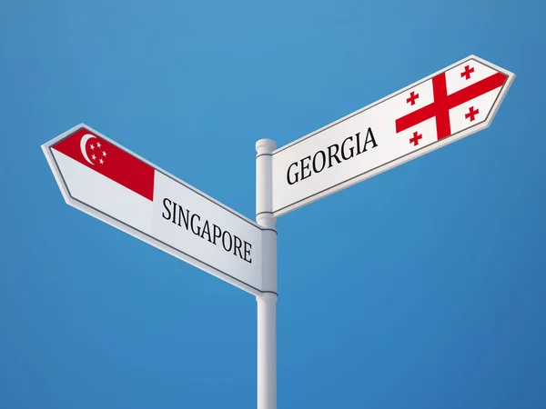 Singapore Georgia  Sign Flags Concept — Stock Photo, Image