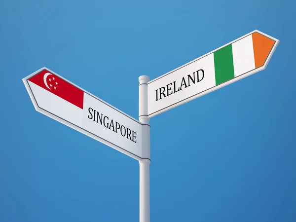 Singapore Ireland  Sign Flags Concept — Stock Photo, Image