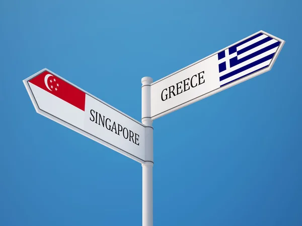 Singapore griechenland sign flags concept — Stockfoto