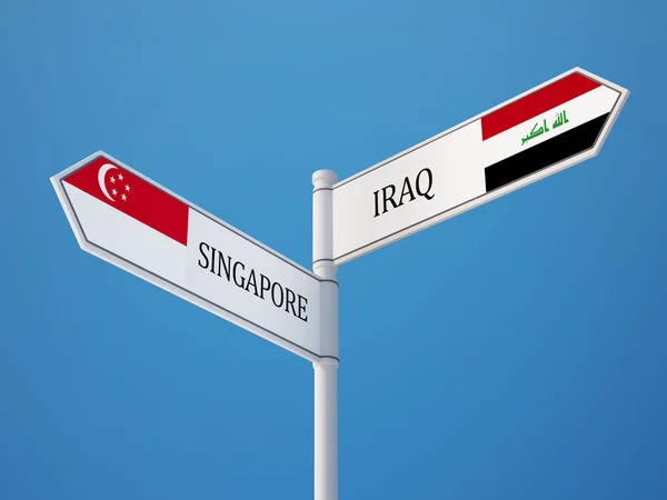 Singapore Iraq  Sign Flags Concept — Stock Photo, Image