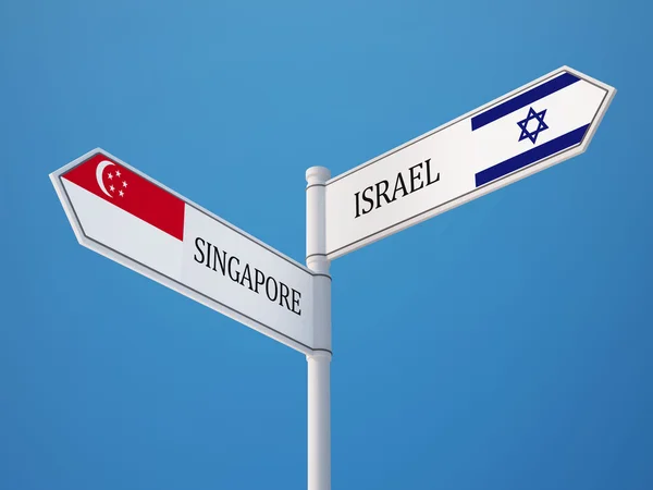 Singapore Israel  Sign Flags Concept — Stock Photo, Image