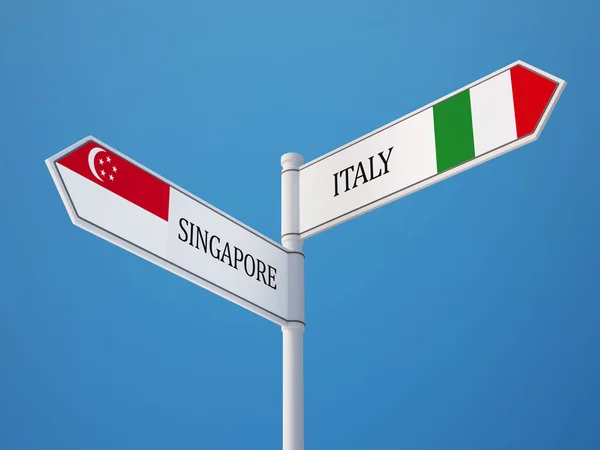 Singapore Italien tecken flaggor koncept — Stockfoto