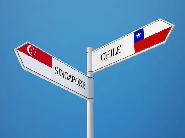 Singapur Chile Firma Concepto de Banderas —  Fotos de Stock