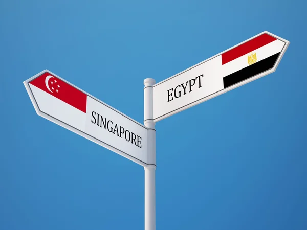 Singapur Mısır işaret bayrakları kavramı — Stok fotoğraf