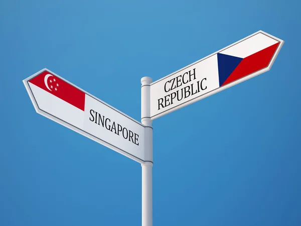 Singapore Czech Republic  Sign Flags Concept — Stock Photo, Image