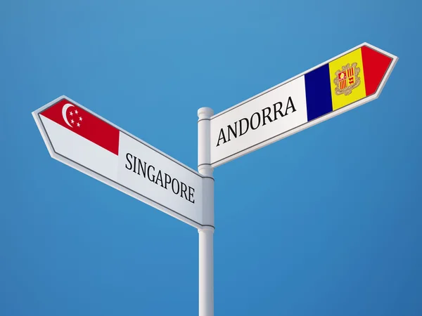 Singapour Andorre Signalisation Drapeaux Concept — Photo