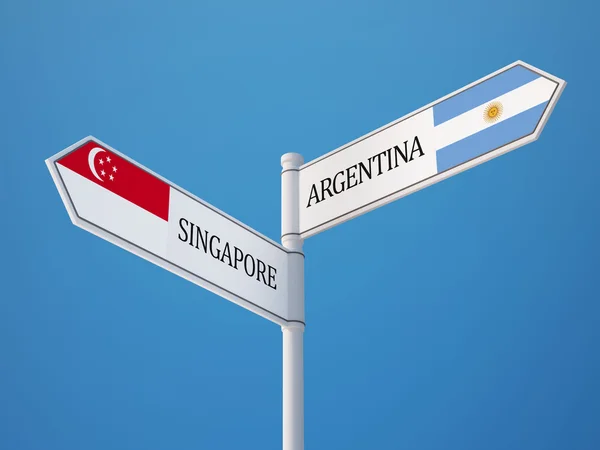 Singapore Argentina tecken flaggor koncept — Stockfoto