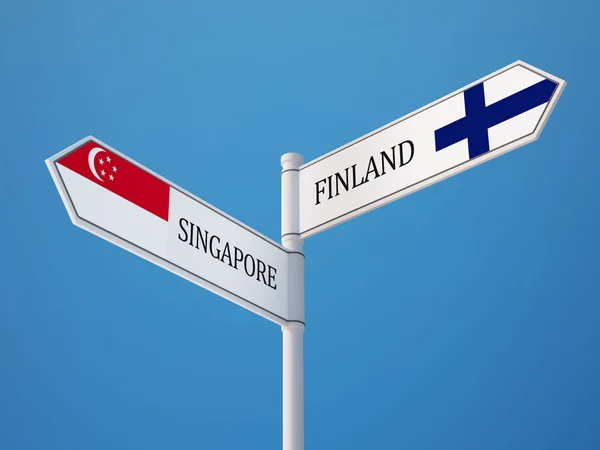 Singapur Finlandiya işaret bayrakları kavramı — Stok fotoğraf