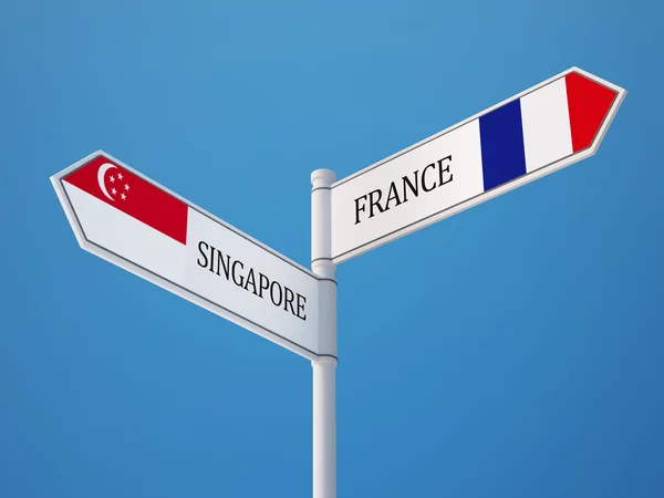 Singapore france sign flags konzept — Stockfoto