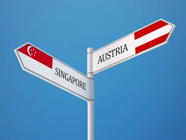 Conceito de Bandeiras de Sinais de Singapura Áustria — Fotografia de Stock