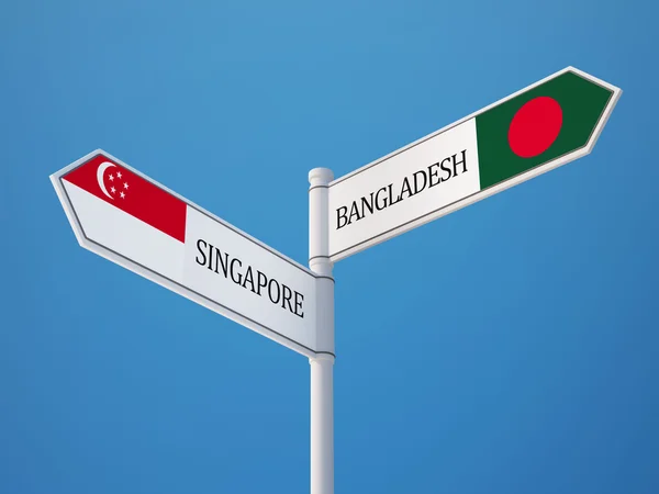 Singapore Bangladesh  Sign Flags Concept — Stock Photo, Image