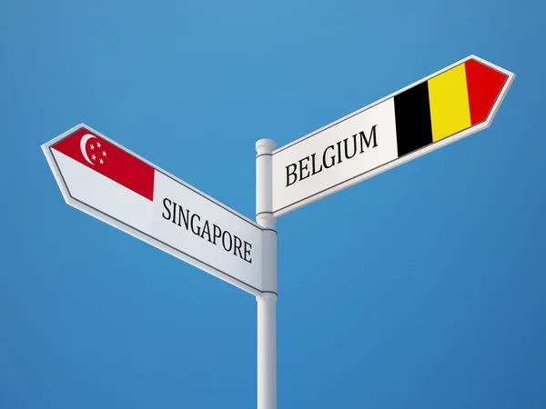 Singapore Belgien tecken flaggor koncept — Stockfoto