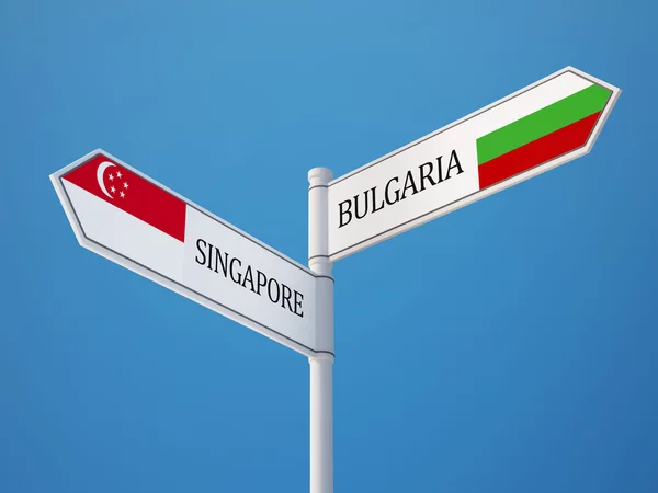 Singapour Bulgarie Signer Drapeaux Concept — Photo