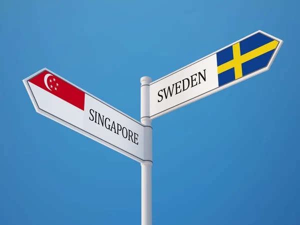 Singapur Suecia Sign Flags Concept —  Fotos de Stock