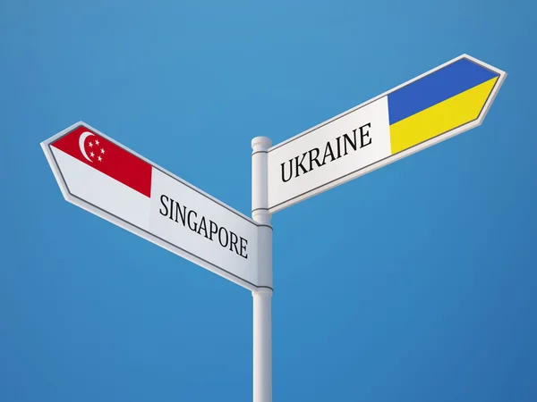 Singapour Ukraine Signer Drapeaux Concept — Photo