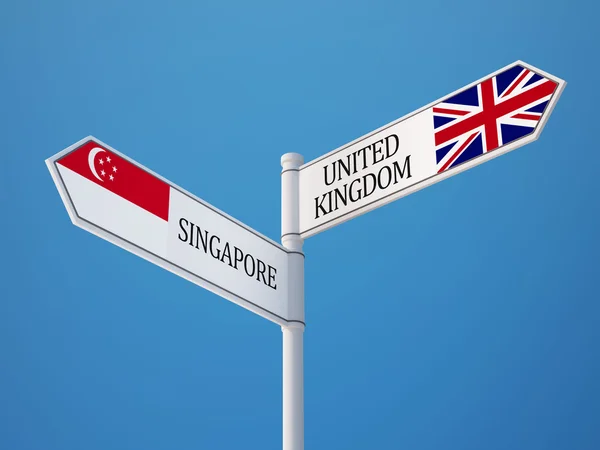 Singapur İngiltere işaret bayrakları kavramı — Stok fotoğraf
