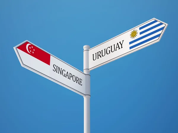 Singapour Uruguay Sign Flags Concept — Photo