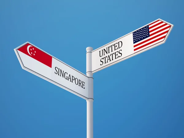 Singapur Stanów Zjednoczonych znak flagi koncepcja — Zdjęcie stockowe
