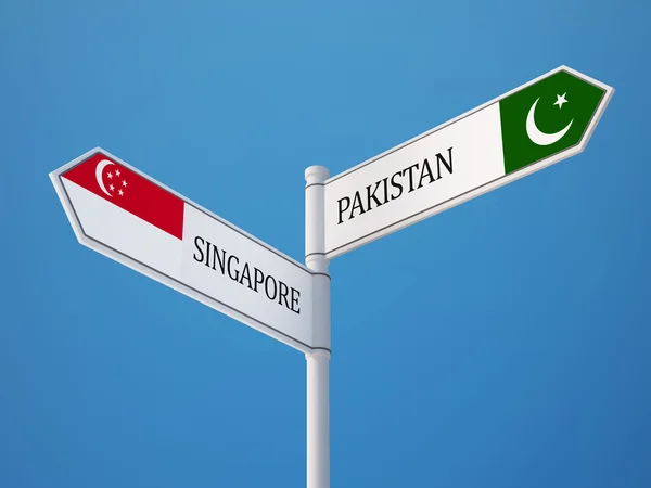 Singapore Pakistan tecken flaggor koncept — Stockfoto