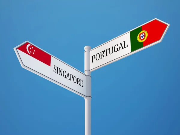 Singapore Portugal  Sign Flags Concept — Stock Photo, Image
