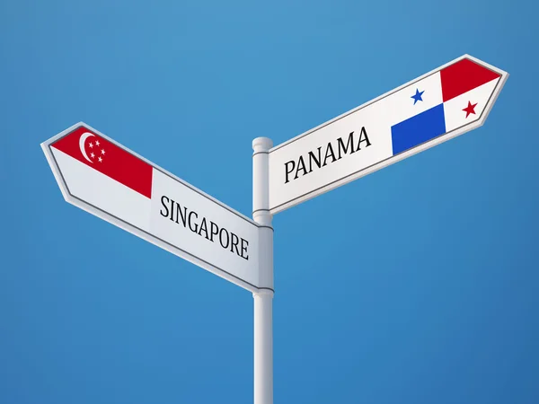Conceito de Bandeiras de Assinatura de Singapura Panamá — Fotografia de Stock