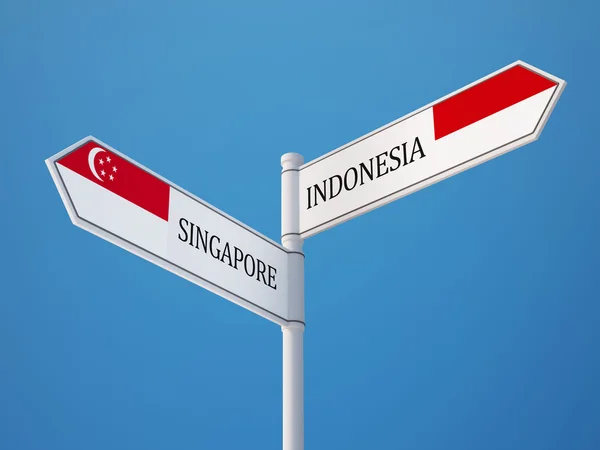 Indonesien Singapore tecken flaggor koncept — Stockfoto