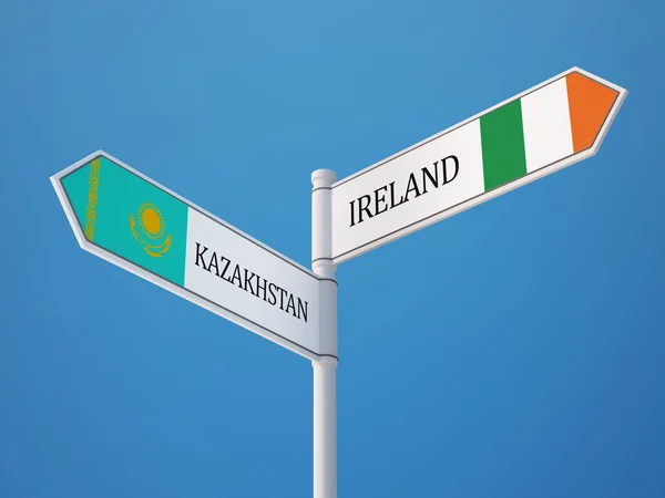 Kazakistan Irlanda Firma Bandiere Concetto — Foto Stock