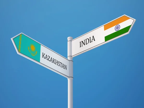 Kazakhstan Inde Signer Drapeaux Concept — Photo