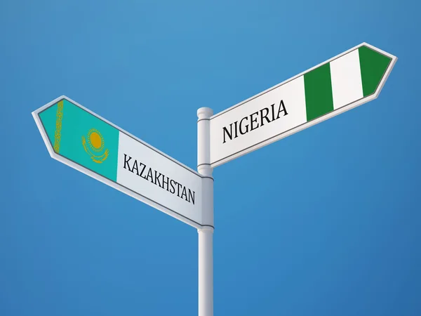 Kazakhstan Nigeria Signer Drapeaux Concept — Photo