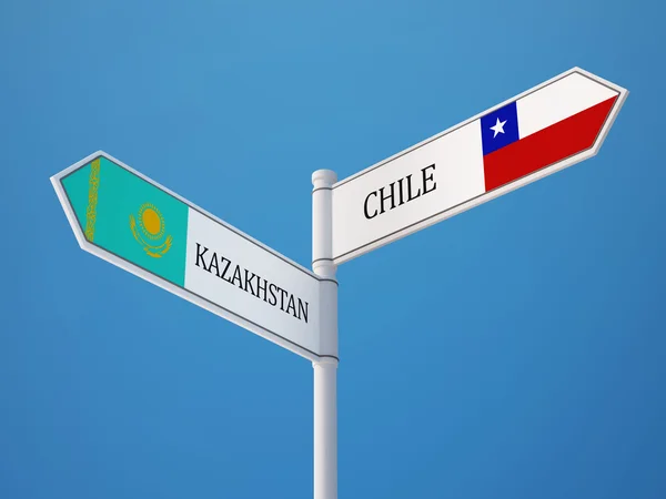 Kazahsztán Chile bejelentkezési jelzők koncepció — Stock Fotó