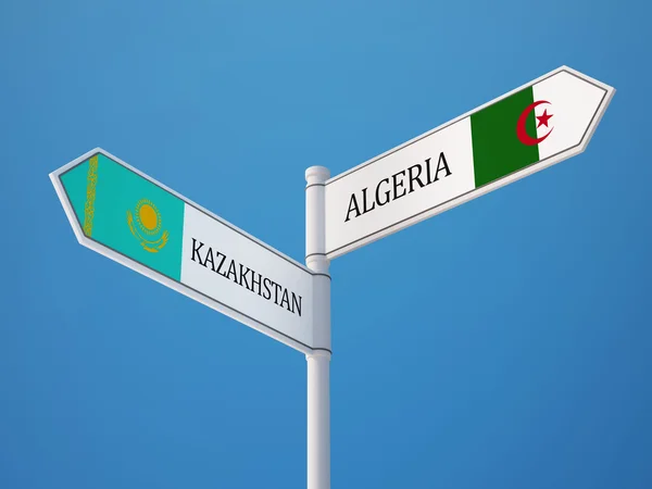 Kazajstán Argelia Sign Flags Concept — Foto de Stock