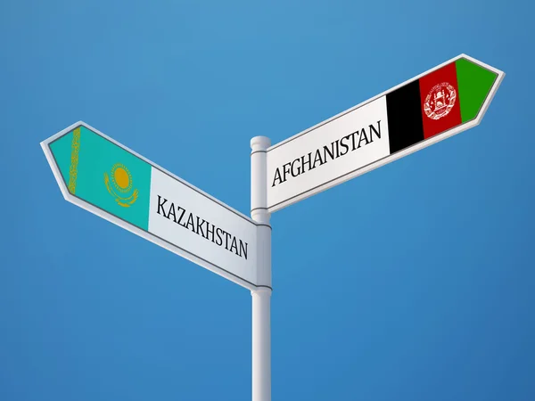 阿富汗哈萨克斯坦国旗概念 — 图库照片