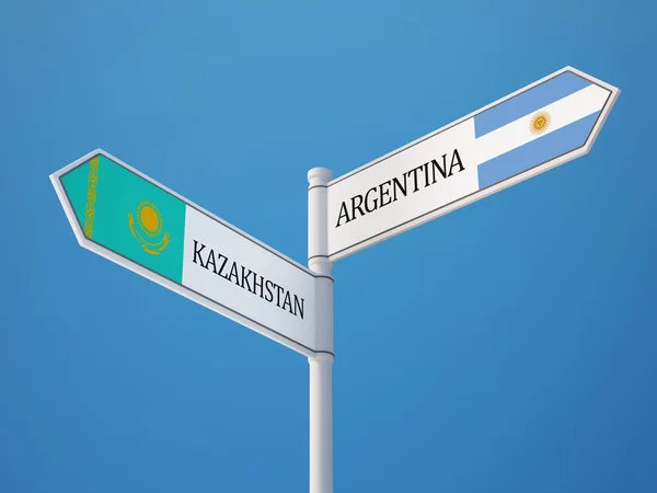 Kazakistan Arjantin işaret bayrakları kavramı — Stok fotoğraf