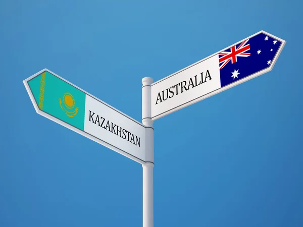 Kazakhstan Australia  Sign Flags Concept — Stock Photo, Image