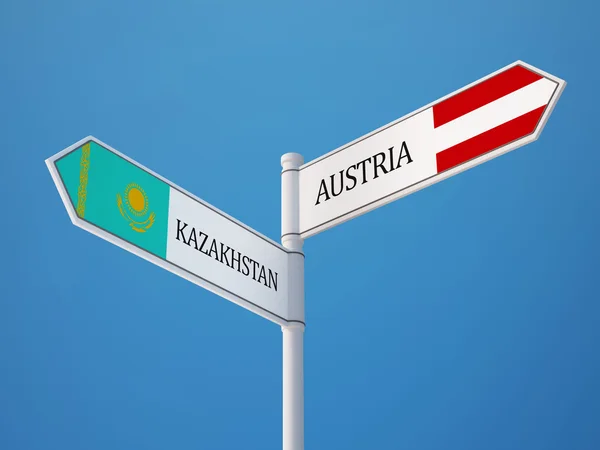 Kasachstan austria sign flags concept — Stockfoto