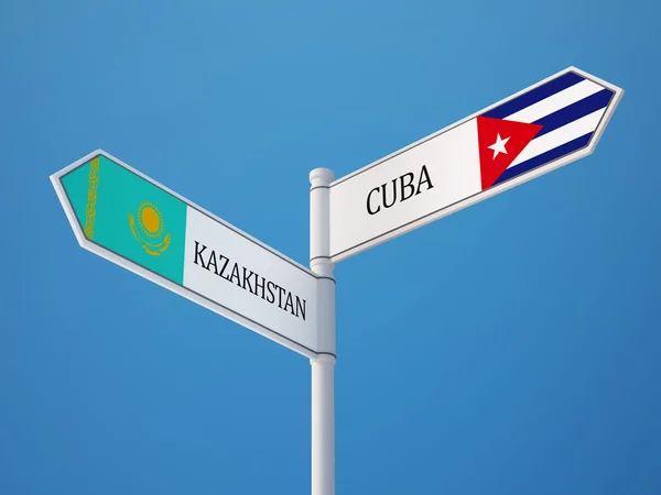 Kazakistan Cuba Firma Bandiere Concetto — Foto Stock