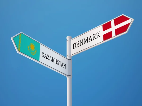 Kasachstan denmark sign flags concept — Stockfoto