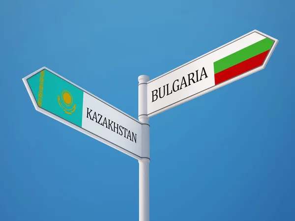 Kazajstán Bulgaria Sign Flags Concept —  Fotos de Stock