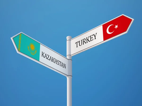 Kazakistan Türkiye işaret bayrakları kavramı — Stok fotoğraf